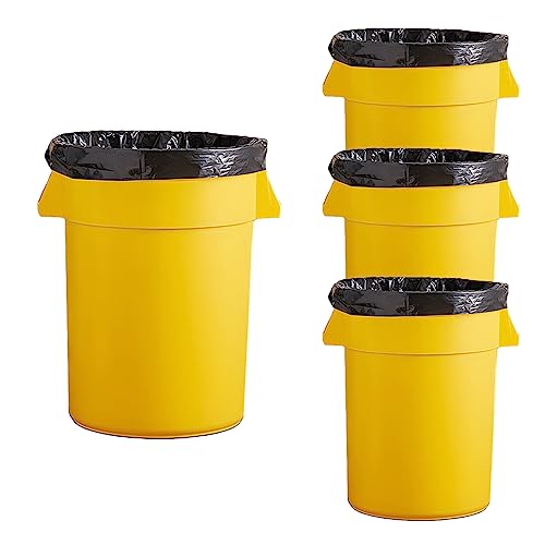 Set of 4 Round Commercial Trash Can 44 Gallon, Industrial Recycling Bin, Durable Garbage Can, Safe Food Container, Ingredient Bin (Yellow) - color: Yellow