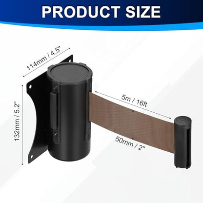 PATIKIL Fixed Wall Mount Retractable Belt Barrier 16 Feet, Brown 1 Pcs - color: Brown, size: 16 Feet