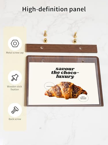 Mini Tabletop Sign Holder 4X6, Horizontal with Wood-Color Base - size: 6X4 Inch