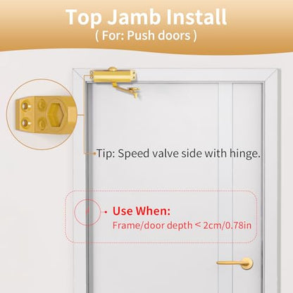Automatic Door Closer, Hydraulic Self Closing, Gold, Medium - color: Dullgolden, size: Medium