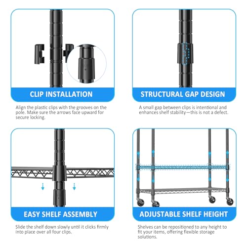 IZEUK Heavy Duty Rolling Garment Rack Wire Clothes Rack for Hanging Clothes (Black, 3 Tier with 2 Rod, 29.5" W x 15.7" D x 75" H) - color: Black, size: 3 Tier with 2 Rods, 15.7"D x 29.5"W x 75"H