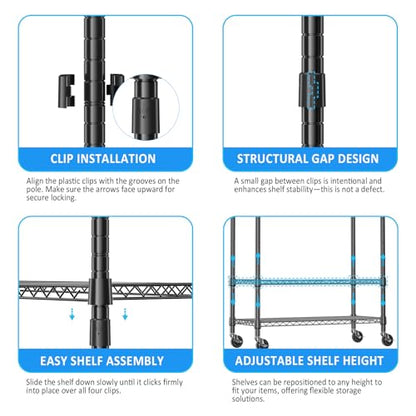 IZEUK Heavy Duty Rolling Garment Rack Wire Clothes Rack for Hanging Clothes (Black, 3 Tier with 2 Rod, 29.5" W x 15.7" D x 75" H) - color: Black, size: 3 Tier with 2 Rods, 15.7"D x 29.5"W x 75"H