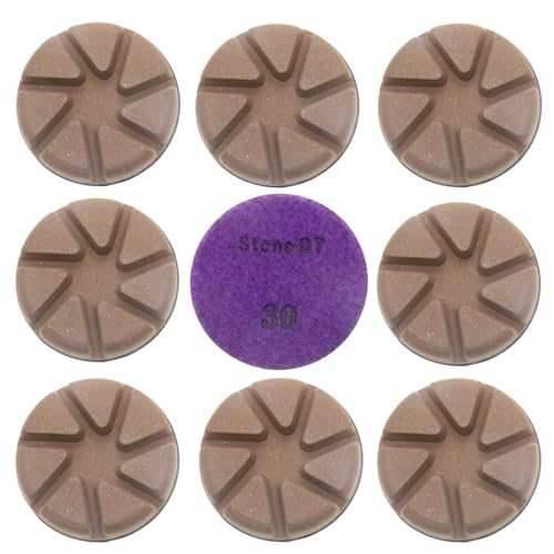 Hybrid Diamond Polishing Pucks, 3’’ Floor Grinding Pads for Hard Concrete Surface, Compatible with Ride-on/Walk-Behind Floor Grinder, Aggressive Ceramic Bond, 30#, 9PCS - style: 30# 9PCS