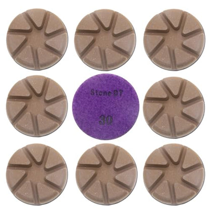 Hybrid Diamond Polishing Pucks, 3’’ Floor Grinding Pads for Hard Concrete Surface, Compatible with Ride-on/Walk-Behind Floor Grinder, Aggressive Ceramic Bond, 30#, 9PCS - style: 30# 9PCS