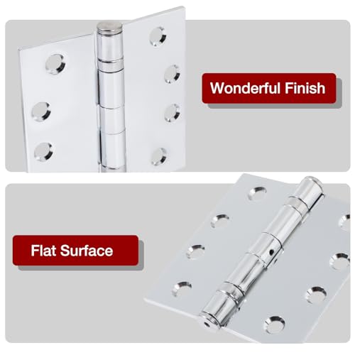 TDCHINGES Heavy Duty Door Hinges 4.5 Inch x 4 1/2" Polished Chrome Square - color: Polished Chrome, size: 3 Pack-BB