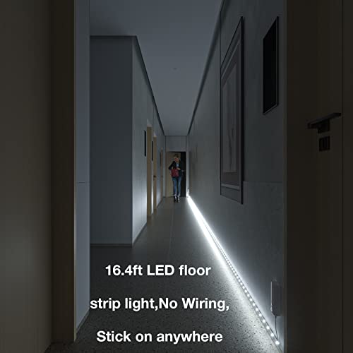 WOBANE 16.4ft Dual Motion Sensor Stair Lights Strip, Rechargeable LED Strip - color: White, size: 16.4ft White
