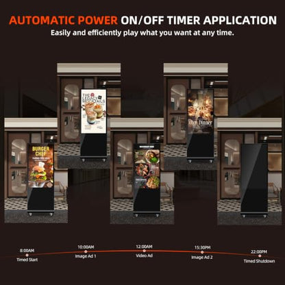 Non-Touch Digital Signage Display, 55 Inch Digital Display Board with HDMI Input, USB Plug-and-Play, Split Screen, Scheduled Power On/Off for Retail, Mall, Front Desk, Advertising - size: 55inch