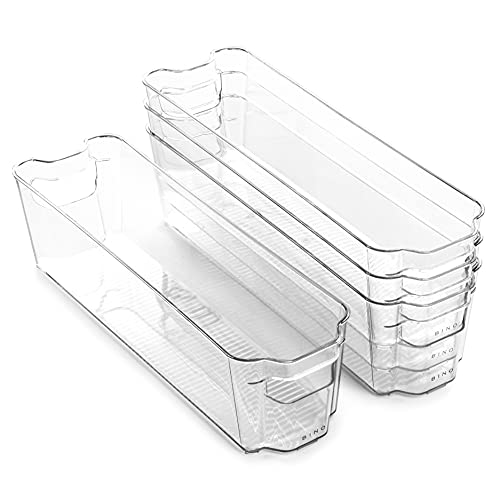 BINO | Stackable Storage Bins, Small - 4 Pack | The Stacker Collection | Clear Plastic Storage Bins | Organization and Storage Containers for Pantry & Fridge | Multi-Use Organizer Bins | BPA-Free - size: 4PK - Small