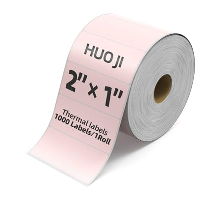 1000 2x1 Thermal Labels Roll, HUOJI Pink Shipping Barcode Labels - color: Pink, size: 2x1