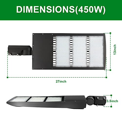 LED Parking Lot Lights 5000K Shoebox Street Pole Lighting Fixture 63000LM - color: 450W/400W/380W + (100-277V 5000K), size: Adjustable Slip Fitter Mount Bracket