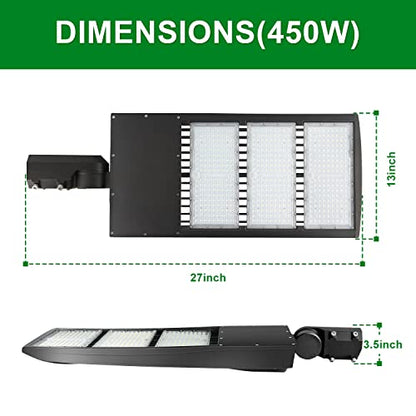 LED Parking Lot Lights 5000K Shoebox Street Pole Lighting,1-10V Dimmable - color: 450W/400W/380W + (100-277V 5000K), size: Adjustable Slip Fitter Mount Bracket