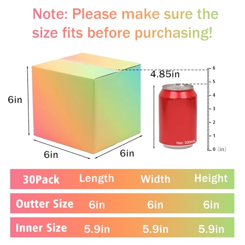6x6x6 Shipping Boxes Small Set of 30, Gradient Corrugated Cardboard Box, Mailing Boxes for Packaging Small Business - color: Gradient, size: 6x6x6 Inch