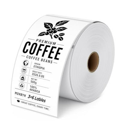 MUNBYN 3x6 Thermal Labels, 500 Sheets/1 Roll, White - color: White, size: 3x6"