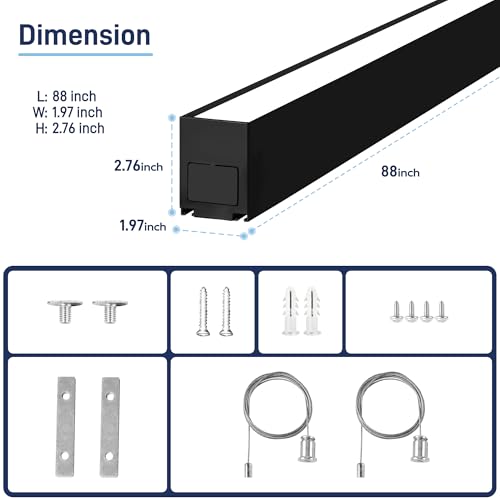 hykolity 8FT Linkable LED Linear Light, 80W 9600LM 3CCT 3000K/4000K/5000K - color: Black, size: 8FT-4Pack