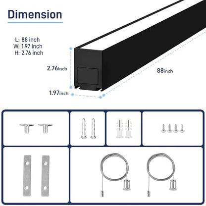hykolity 8FT Linkable LED Linear Light, 80W 9600LM 3CCT 3000K/4000K/5000K - color: Black, size: 8FT-4Pack