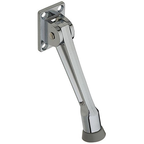 National Hardware Kickdown Door Stop, 5 in, Die Cast, Chrome - color: Chrome