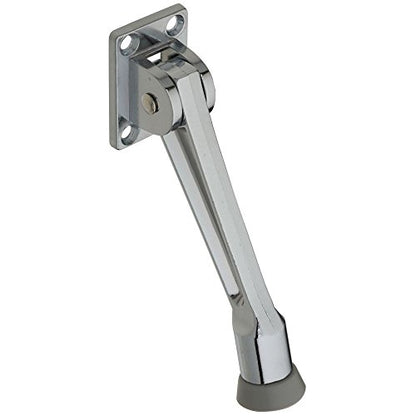 National Hardware Kickdown Door Stop, 5 in, Die Cast, Chrome - color: Chrome