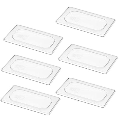 6-Pack Clear Polycarbonate Handled Lids for 1/9 Size NSF Food Pans - color: 1/9 Size, size: Handled Lids