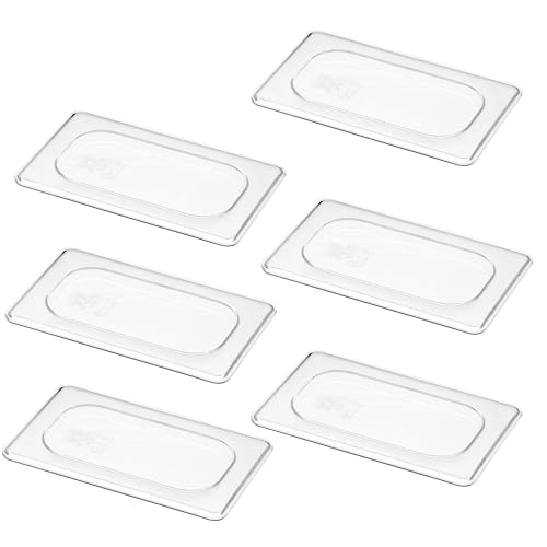 6-Pack Clear Polycarbonate Handled Lids for 1/9 Size NSF Food Pans - color: 1/9 Size, size: Handled Lids