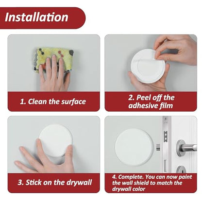 Wideskall® White Round Door Knob Wall Shield Self Adhesive Protector (3" inch Standard Size, 2.0, Count) - size: 3" inch Standard Size