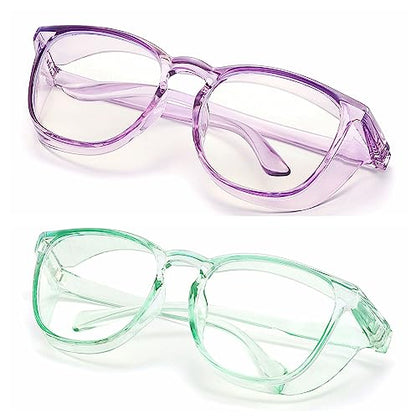 Alsenor Safety Glasses Anti Fog Goggles Protective Eyewear Blue Light Blocking Anti Dust UV Protection Glasses For Men Women (2 Pack (Lilac + Jade)) - color: 2 Pack (Lilac + Jade)