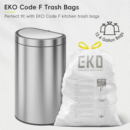 EKO Mirage Semi-Round Motion Sensor Trash Can or Recycling Bin, 47 Liter / 12.4 Gallon Automatic Large Kitchen Trash Can with Deodorizer Compartment, Removable Lid and Bucket, Matte Stainless Steel - size: Mirage Semi-Round 47 liter - Stainless Steel