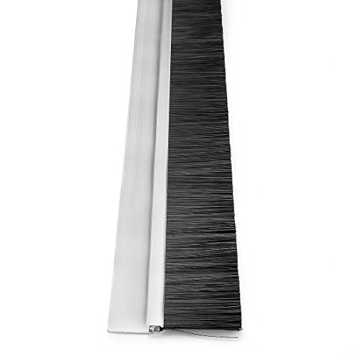 uxcell Door Bottom Sweep H-Shape Aluminum Alloy Base with 1.6-inch Black Nylon Brush 39-inch x 2.68-inch - color: Silver, size: 39.37" x 1.6"