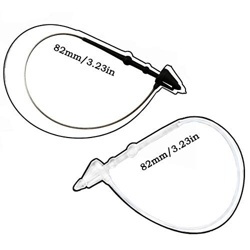 DTTRA 2000PCS Black and Transparent Plastic Fastener Hang Tag Snap Lock 3'' Pin Security Loop for Retail Store Clothing