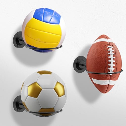 S SUCHEK Basketball & Sports Ball Holder - Wall Mount Display Storage for Basketball, Soccer, Volleyball, Football, Rugby