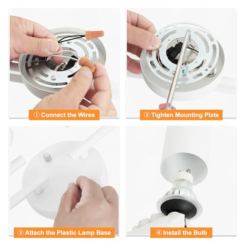 BoostArea 6 Light Track Lighting Kit, White 6 Way Ceiling Spot Lighting, Center Swivel Track Light Heads, Flexibly Rotatable Light Head for Kitchen, Living Room, Bedroom, GU10 Bulb Not Included - color: Rotatable-6 Light-white