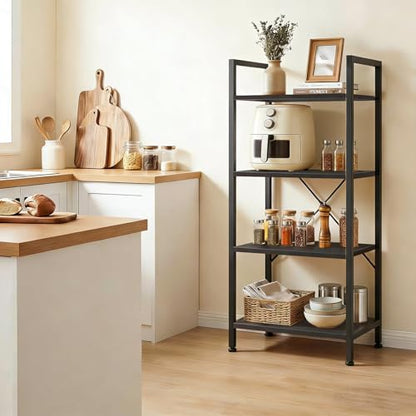 4 Tier Bookshelf, Free Standing Bookcase with Open Storage Shelves - color: Classic Black, size: 4 Tier