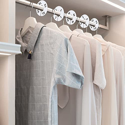 40 Pack Round White Plastic Clothing Size Closet Rack Dividers Hangers, Preprinted in 8 Sizes XXS, XS, S, M, L, XL, XXL, XXXL (Outer 3.5”, Inner Diameter 1.38”) - color: 40 Pack/White-printed