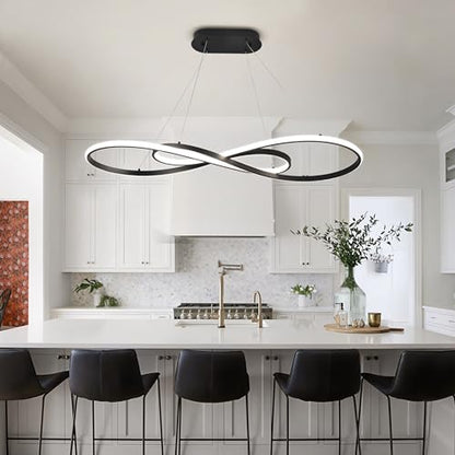 Modern LED Pendant Light, Black, Dimmable Chandelier - color: Black