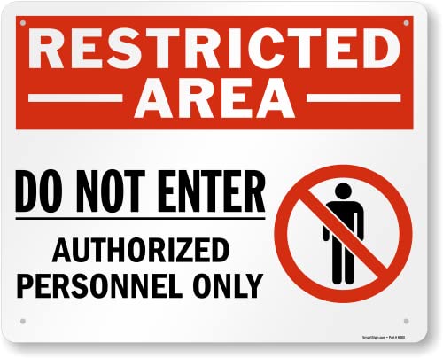 SmartSign 24 x 30 inch “Restricted Area - Do Not Enter, Authorized Personnel Only” Metal Sign with Symbol, 80 mil Laminated Rustproof Aluminum, Red, White and Black, Made in USA - style: 24" x 30" - Aluminum