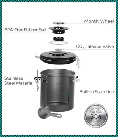 Coffee Gator Coffee Canister, 11oz Airtight Stainless Steel Container - color: Gray, size: 11oz