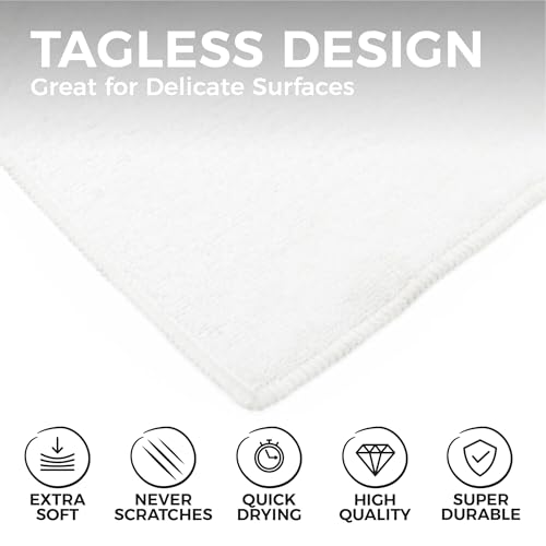 The Rag Company - All-Purpose Microfiber Terry Cleaning Towels - Commercial Grade, Highly Absorbent, Lint-Free, Streak-Free, Kitchens, Bathrooms, Offices, 300gsm, 12in x 12in, White (12-Pack) - color: White, size: 12in x 12in