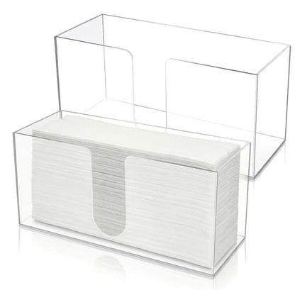 2 Pack 10.8 Inch Clear Acrylic Paper Towel Holder Countertop Napkin Dispenser for Z-fold C-fold MultiFold Trifold Paper Towels, Kitchen Bathroom Restaurant Office Use