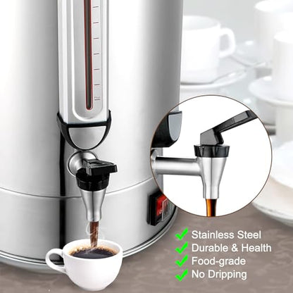 Commercial Coffee Urn 120 Cup Large Coffee Urn 20L Coffee Maker Stainless Steel Double Wall Coffee Percolator 1300W Quick Brew Hot Beverage Dispenser for Events, Parties, Catering, Gathering, Hotels - size: 20 Liters