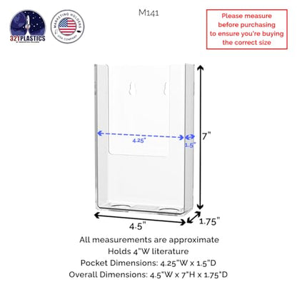 Marketing Holders 12 Pack Trifold Holder with Hanging Hardware for 4" Brochures Pamphlets Maps Menus and Rack Cards Countertop or Wall Mounting Display for Printed Literature and Graphic Materials