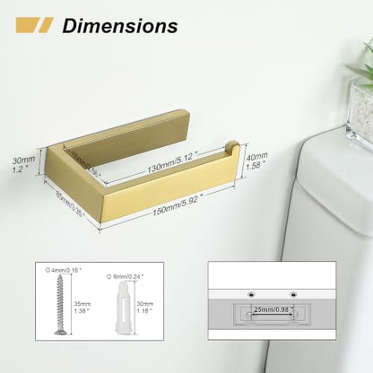 Sayayo Brushed Gold Toilet Paper Holder Wall Mount, RV Toilet Tissue Holder - color: Gold - Drilling