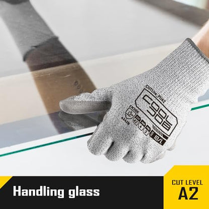 COOLJOB 12/120 Pairs Cut Resistant Work Gloves PU Coating, ANSI A2 A4 A6 A9 - size: Small (Pack of 12)