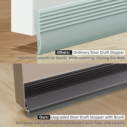 Esufeir 39” Under Door Draft Stopper with Brush,Black - color: Black, size: 39" X 1Pack