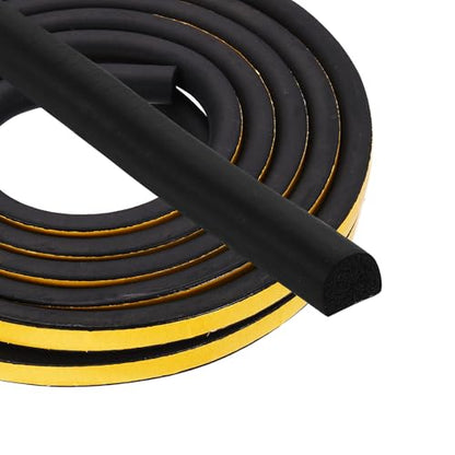 PATIKIL 16.4FT Solid Rubber Weather Stripping, 1/2" W x 2/5" H Self Adhesive D Shape EPDM Rubber Seal Strip Gasket for Door Frame Window Insulation RVs Furniture Cabinets, Black - size: 16.4FT x 1/2"W x 2/5"H