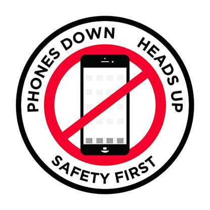 "Phones Down Heads Up" Safety Sign - Laminated Adhesive Floor Signs by Graphical Warehouse (16) - size: 16