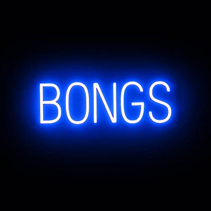 SpellBrite LED Neon BONGS Sign for Business - Blue, 21" x 6" - color: Blue, size: BONGS (21"x6.3")