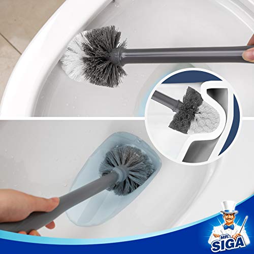 MR.SIGA Toilet Bowl Brush and Holder, Sturdy Long Handle, Gray, 1 Pack - color: Gray, size: One Size