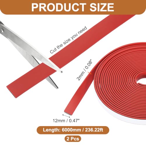 2PCS Smoke Fire Seal Strip 19.7 Feet 12mm/0.47" Wx2mm/0.08" T Red - color: Red, size: 19.7 FT x 12mm / 0.47" W x 2mm / 0.08" T