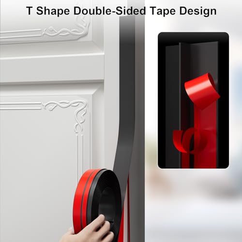 Elvone T-Shaped Weather Stripping Seal, Black Silicone, 1.37 in x 20 ft - color: Black, size: 20FTX1.37IN
