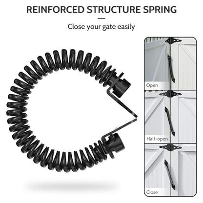 14" Gate Spring Self Closing Heavy Duty Outdoor Door Spring Automatic Gate Closer, Adjustable for Wooden and Vinyl Fence, Black,4 Pack