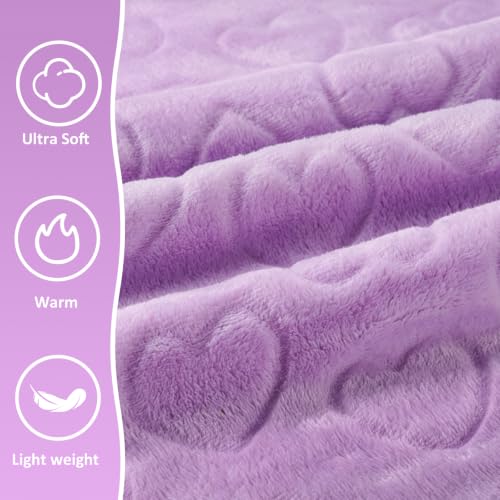 Travel Blanket, Airplane Blanket, Ultra-Soft, Warm & Lightweight, 65x40 in, Outdoor Blanket Essentials for Women, Men & Kids, Included Eye Mask, Luggage Sleeve & Backpack Clip Heart Purple - color: Heart Purple